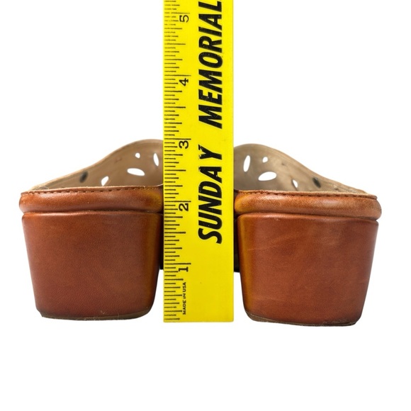 PIKOLINOS Mules Size 8.5 EU 39 Brown Leather Laser Cut Clog Shoe Low Heels SPAIN - Picture 7 of 9